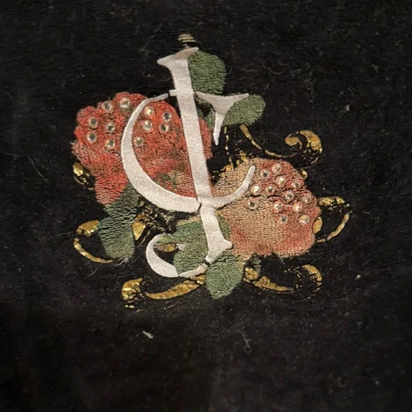 Juicy Couture Black Velour Pants with Embroidered Logo - Picture 2 of 4